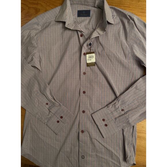 David Donahue Shirt Mens 15.5 34/35 Button Up Long Sleeve Dress Shirt Check out - Picture 1 of 11